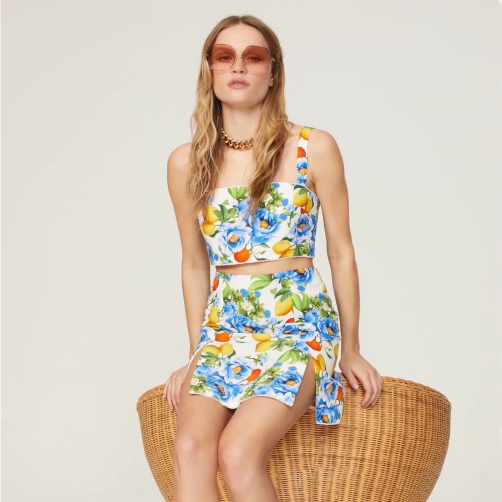 Borgo de Nor Analu Linen floral skirt UK 10 / US 4